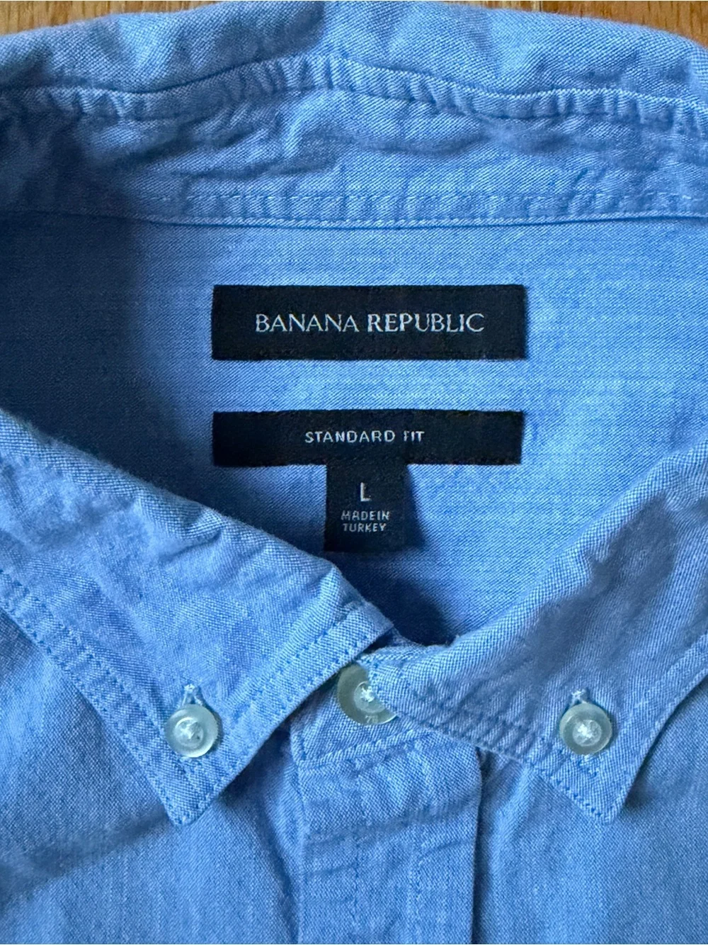 Banana Republic Mens Light Blue Utility Long Sleeve Button-Down Shirt Large